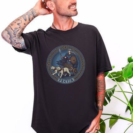 Freyja Norse Goddess T-Shirt | Viking Mythology Cat Chariot Unisex Tee
