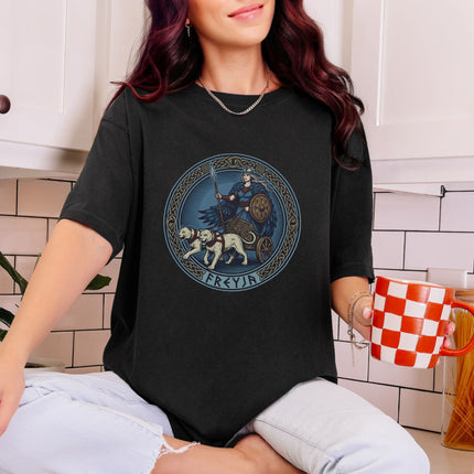 Freyja Norse Goddess T-Shirt | Viking Mythology Cat Chariot Unisex Tee