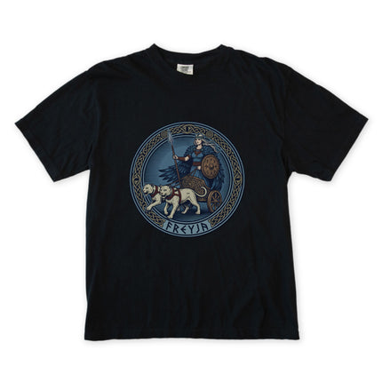 Freyja Norse Goddess T-Shirt | Viking Mythology Cat Chariot Unisex Tee