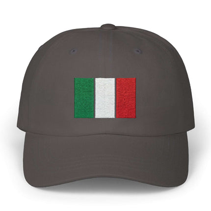 Italian flag embroidered baseball cap with green, white, and red tricolor stripes.