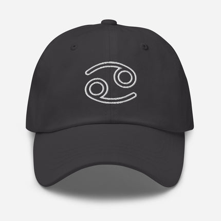 Embroidered Cancer zodiac sign baseball cap for astrology horoscope enthusiasts.