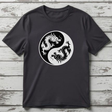 Chinese Dragon Yin Yang T-Shirt | Opposing Serpents Graphic Tee | V4