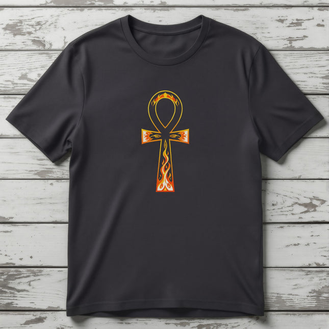 Flaming Ankh T-Shirt | Ancient Egyptian Symbol Graphic Tee | V2