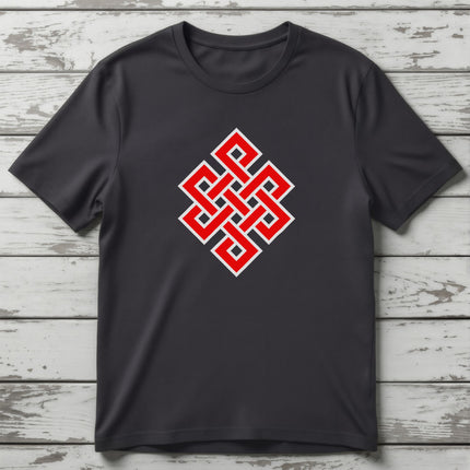 Endless Knot T-Shirt | Buddhist Symbol Red Graphic Unisex Tee | V2