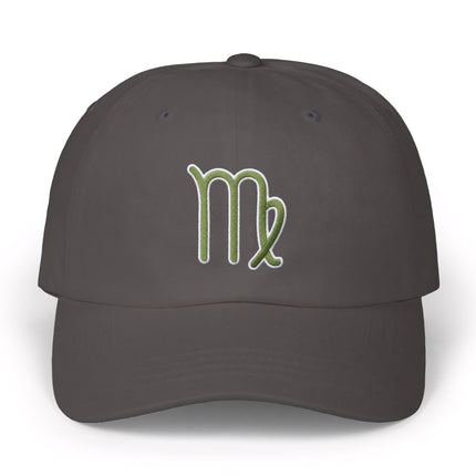 Virgo Symbol Embroidered Hat | Green Zodiac Sign Baseball Cap
