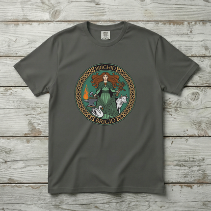 Brighid Celtic Goddess T-Shirt | Irish Mythology Fire Forge Swan Cow Tee V1