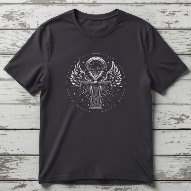 Ankh Wings T-Shirt | Egyptian Winged Cross Symbol Shirt | V1
