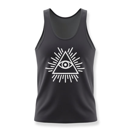 Black tank top featuring the Eye of Providence pyramid symbol.