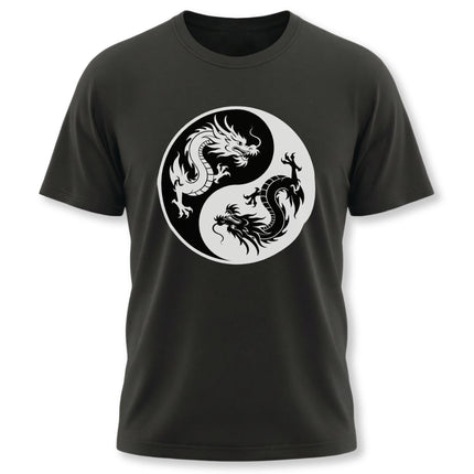 Yin Yang symbol featuring two opposing Chinese dragons, representing cosmic balance, power, and duality.