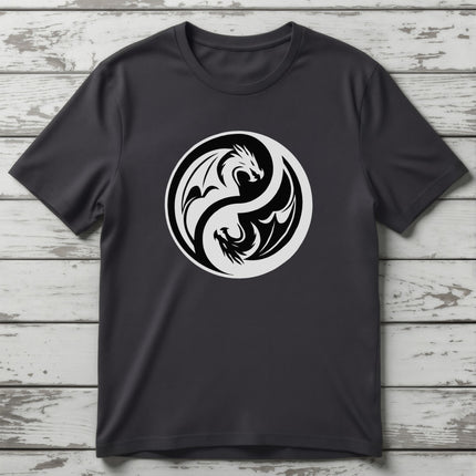 Yin Yang Dragon T-Shirt | Black and White Symbolic Unisex Tee | V3