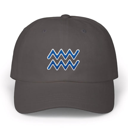 Aquarius Zodiac Sign Blue Embroidered Dad Cap | Astrology Symbol Hat