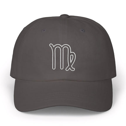 Virgo Zodiac Outline Embroidered Black Hat | Astrology Symbol Baseball Cap
