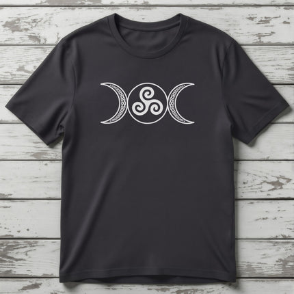 Triple Moon Goddess Triskelion Celtic Knotwork T-Shirt | Witchy Tee | V7