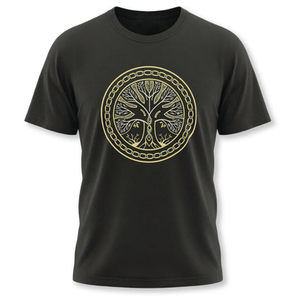 Yggdrasil World Tree of Life Norse Mythology graphic tee shirt design.