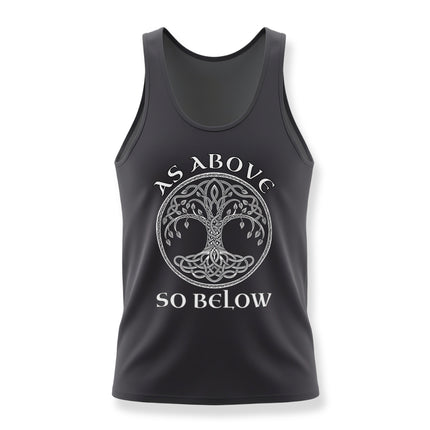 As Above So Below Celtic Tree of Life graphic tank top design.
