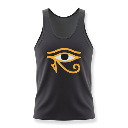 Black tank top featuring the Eye of Horus symbol, an ancient Egyptian protective graphic.