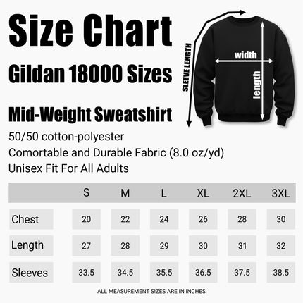 Hekate's Wheel Symbol unisex sweatshirt size chart. Pagan goddess witchcore apparel.