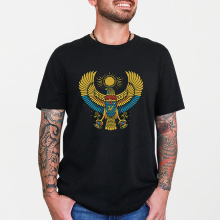 Ra Falcon T-Shirt | Ancient Egyptian Sun God Graphic Print Unisex Tee Shirt