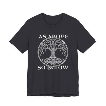 As Above So Below Celtic Tree of Life graphic tee shirt design.