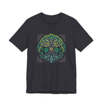 Celtic Tree of Life knotwork design featuring Yggdrasil, a spiritual nature motif graphic tee.
