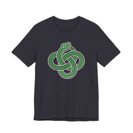 Celtic Ouroboros knotwork serpent graphic tee shirt design.