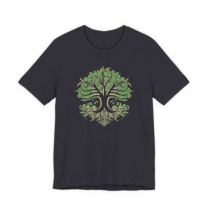 Celtic Tree of Life graphic tee featuring Yggdrasil knotwork design.