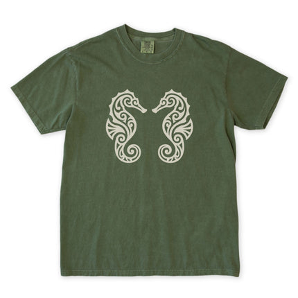 Tribal Seahorses T-Shirt | Ornate Marine Life Design Unisex Unisex Tee