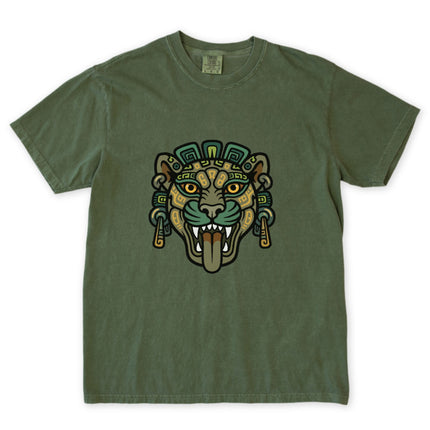 Mayan Jaguar Head T-Shirt | Ancient Tribal Mesoamerican Art | Comfort Colors