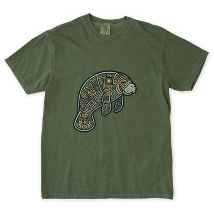 Mayan Manatee Geometric T-Shirt | Tribal Ocean Animal Unisex Unisex Tee