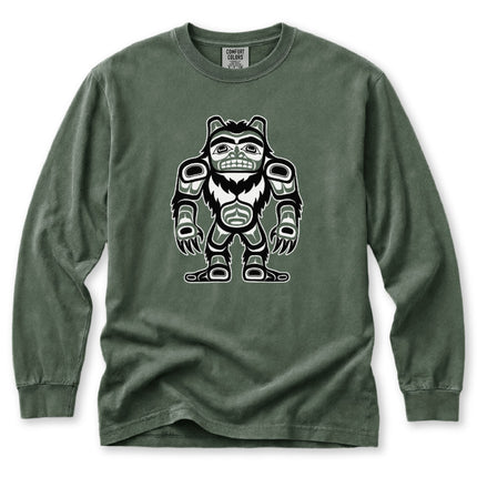 Formline Sasquatch Long Sleeve T-Shirt | Forest Creature Graphic Tee