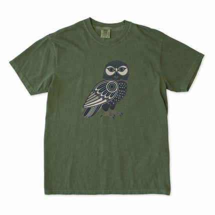 Inuit geometric owl tribal graphic tee shirt design.