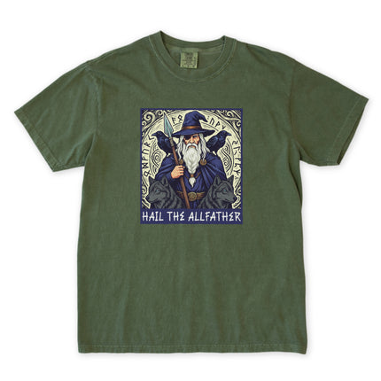 Hail The Allfather Odin T-Shirt | Norse Mythology Viking God Ravens Wolves Tee