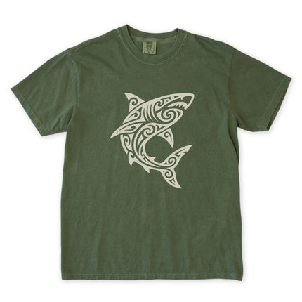 Tribal Shark T-Shirt | Polynesian Tattoo Style Graphic Tee | Comfort Colors