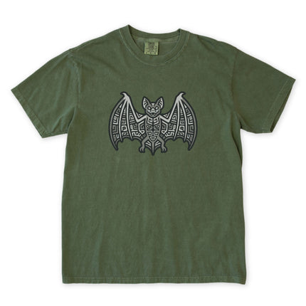 Mayan Bat Symbol T-Shirt | Tribal Geometric Blue & Indigo Graphic Tee Shirt