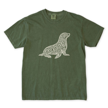 Tribal Swirl Seal T-Shirt | Ornate Marine Animal Graphic Tee | Comfort Colors