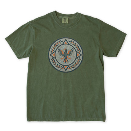 Mosaic Phoenix T-Shirt | Blue Roman Style Mythological Bird Graphic Tee