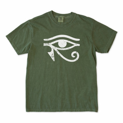Egyptian Eye of Horus t-shirt featuring ancient mythology protection symbol.