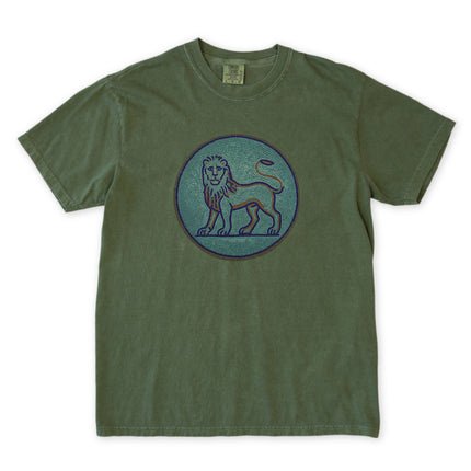 Blue Grey Mosaic Lion T-Shirt | Ancient Animal Graphic Tee | Comfort Colors
