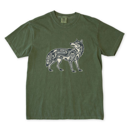 Inuit Inspired Wolf Symbol T-Shirt | Tribal Animal Graphic Unisex Tee Shirt