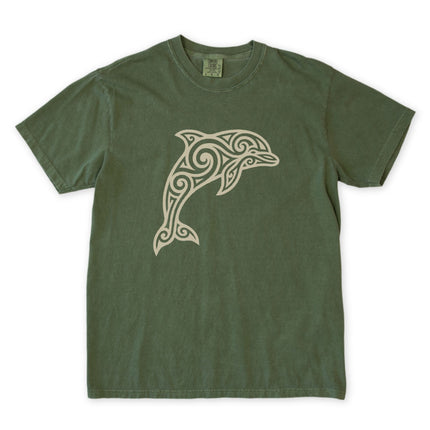 Tribal Dolphin Swirl Art Graphic T-Shirt | Ocean Animal Tee | Comfort Colors