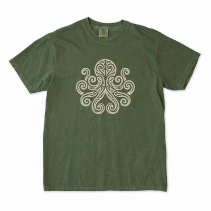 Tribal octopus and kraken graphic tee featuring celtic swirl patterns.