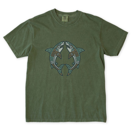 Mayan Sharks Symbol T-Shirt | Tribal Geometric Ocean Life Graphic Tee Shirt