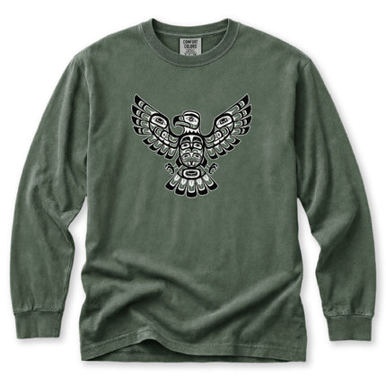 Formline Eagle Long Sleeve T-Shirt | Spread-Wing Bird Graphic Tee
