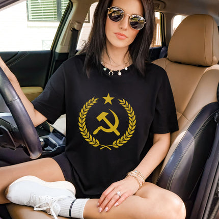 Hammer & Sickle Communist Symbol T-Shirt | Soviet Star Laurel Wreath Tee Shirt