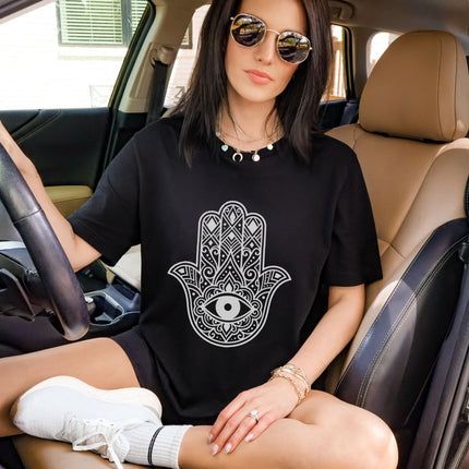 Hamsa Hand Evil Eye T-Shirt | Hand of Fatima Protection Symbol Graphic Tee