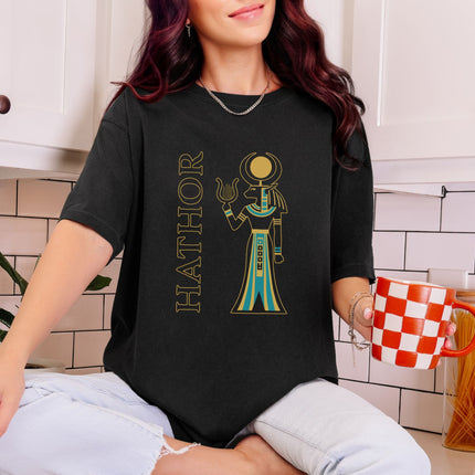 Hathor Egyptian Goddess T-Shirt | Ancient Egyptian Mythology Sun Disk Tee