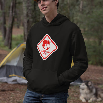 Headbanging Zone Metal Rock Hoodie | Devil Horns Graphic Pullover Hoodie