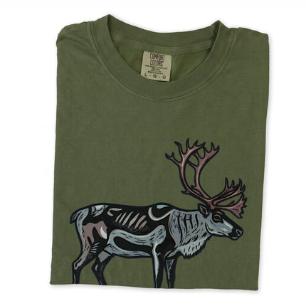 Inuit inspired caribou symbol graphic tee featuring traditional Arctic reindeer artwork.