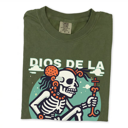 Mayan Death God Yum Kimil skeleton mythology graphic t-shirt design.