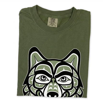 Haida wolf head graphic tee featuring authentic Pacific Northwest indigenous artwork print.